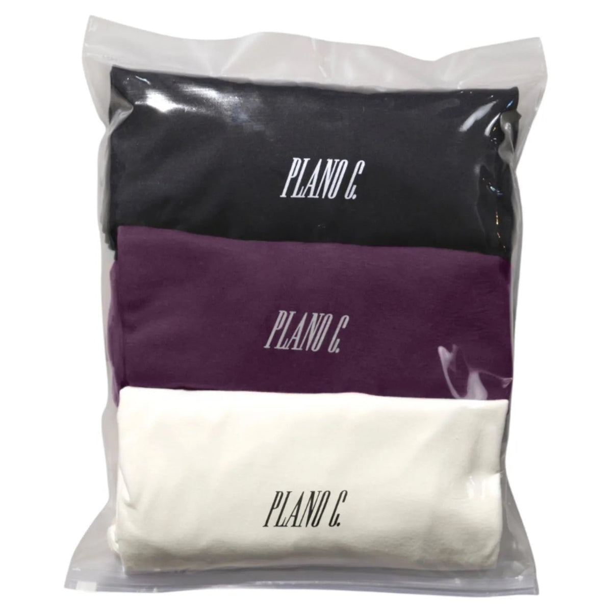 Camisetas Plano C Pack com 3 Preto/Roxo/Off-White