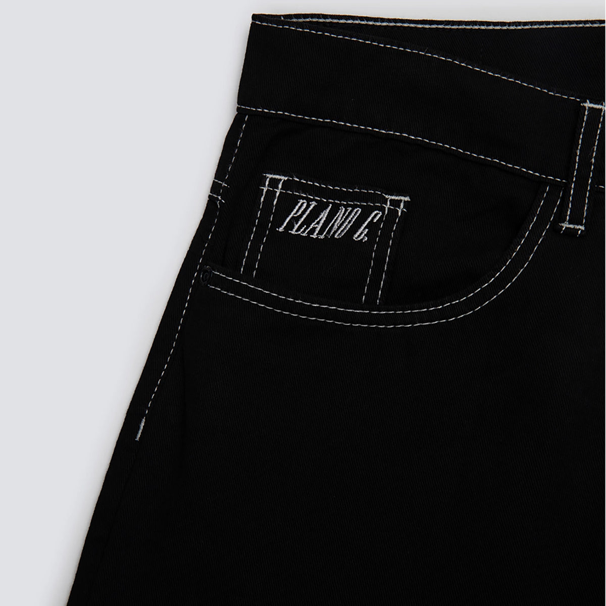 Calça Sarja Plano C Baggy Contrast Preto