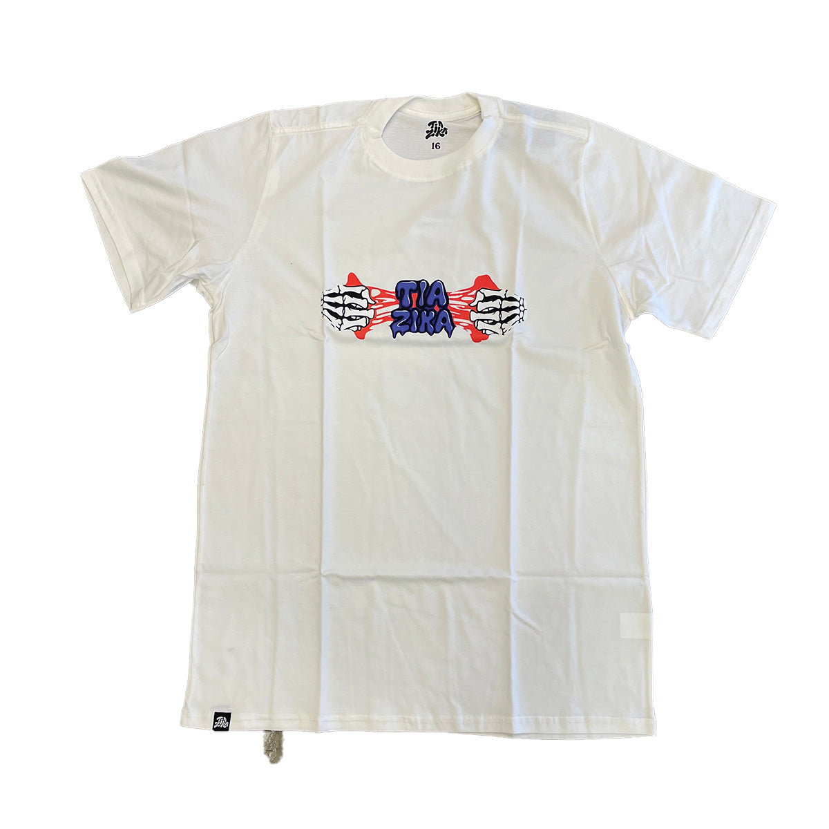 Camiseta Tia Zika Infantil Skull Hands Branco/Roxo