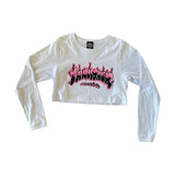 Cropped Thrasher Girl Manga Longa Branca Air Brush Branco/Rosa