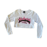 CAMISETA THRASHER GIRL MANGA LONGA BRANCA AIR BRUSH CROPPED ROSA M