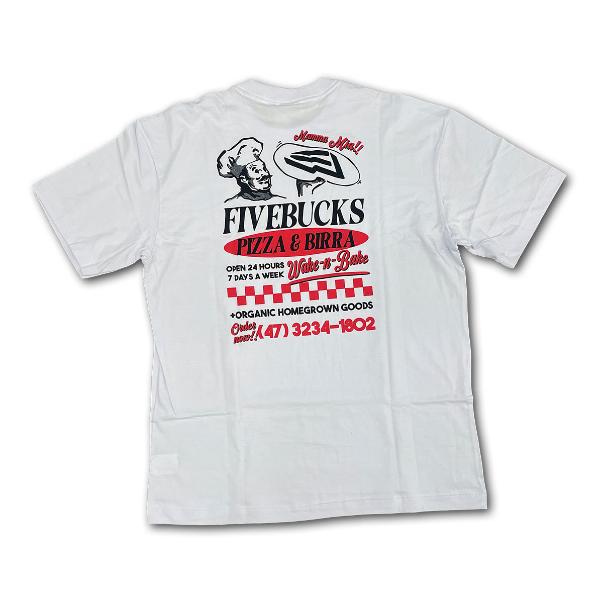 Camiseta Fivebucks Oversized Pizza Time Branco