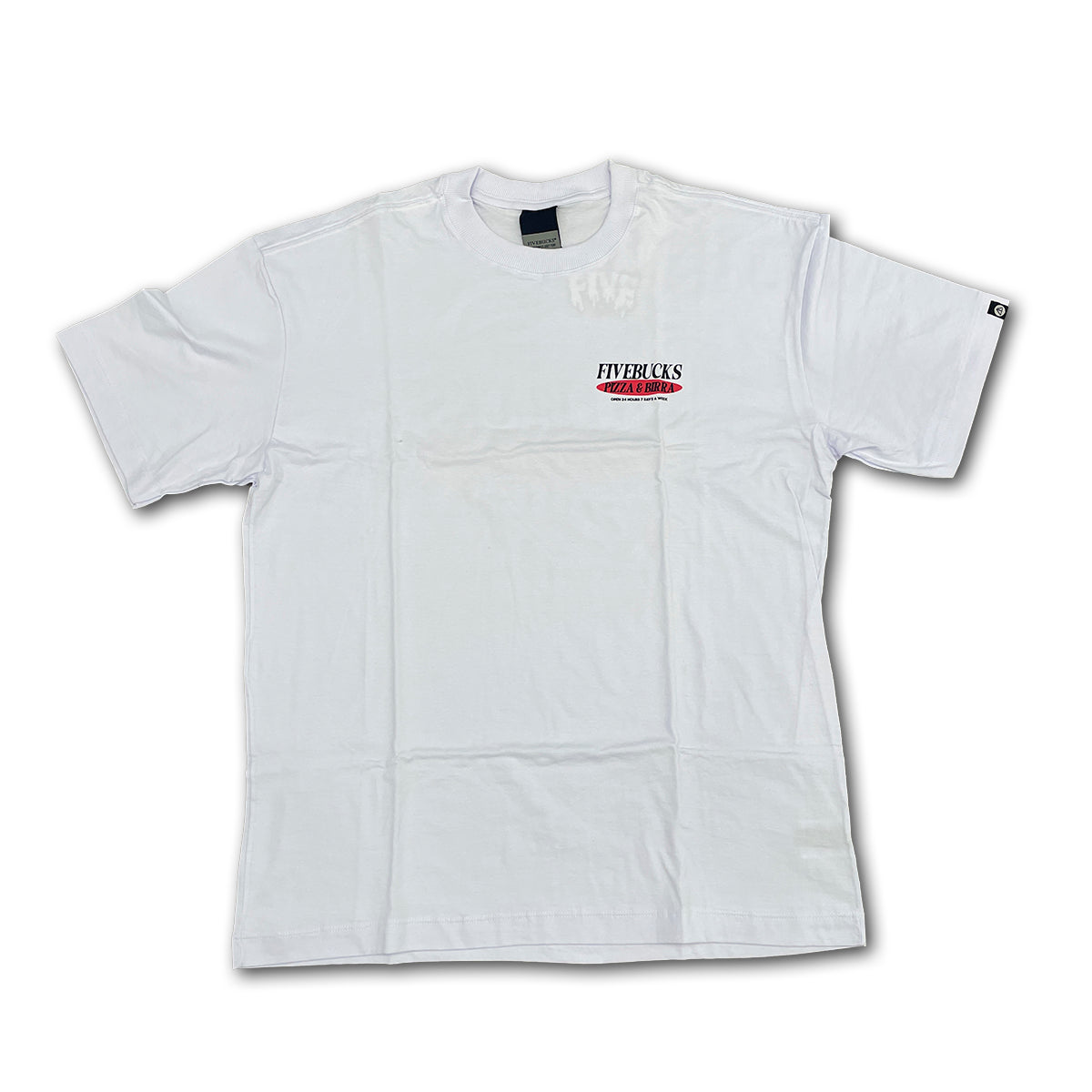 Camiseta Fivebucks Oversized Pizza Time Branco