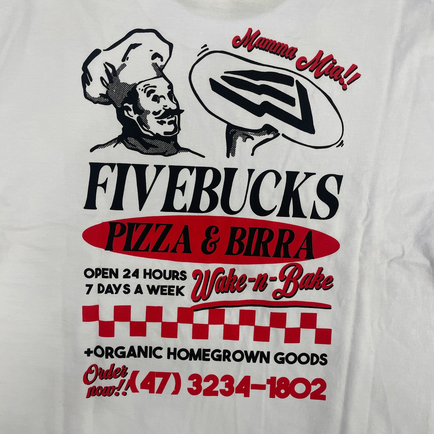 Camiseta Fivebucks Oversized Pizza Time Branco