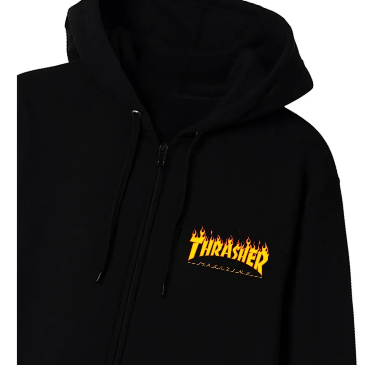 Moletom Aberto Thrasher Canguru Flame Preto
