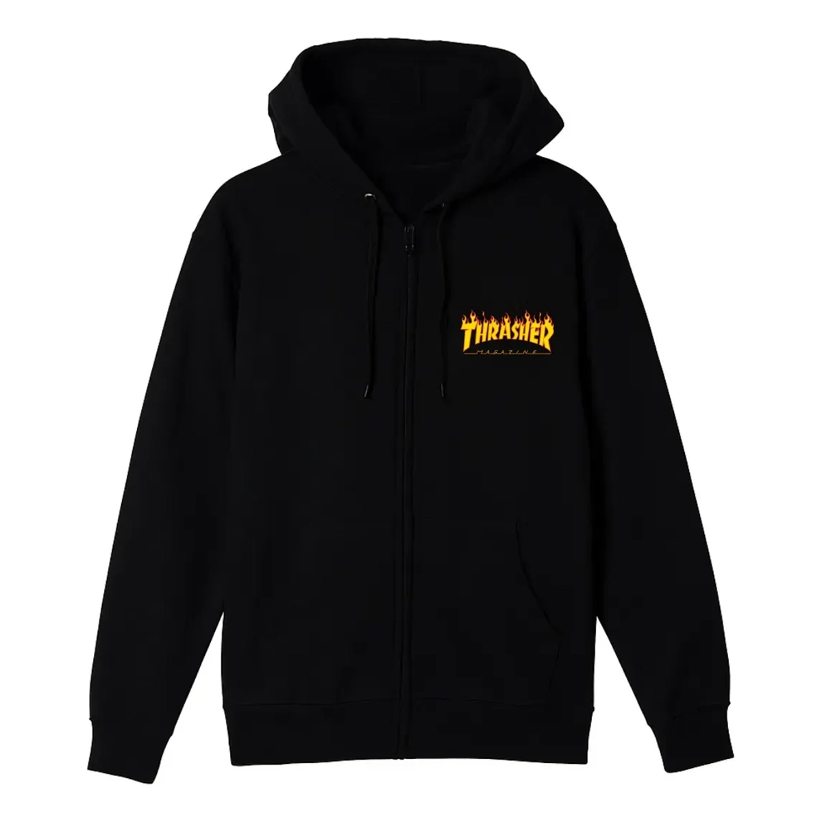 Moletom Aberto Thrasher Canguru Flame Preto