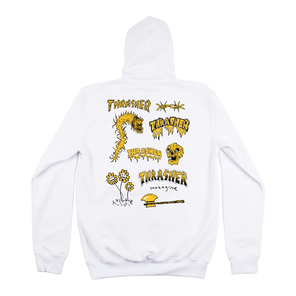 Moletom Thrasher Canguru Barbarian Branco