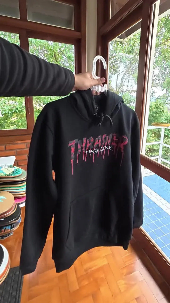 Moletom Thrasher Canguru Blood Drip Preto